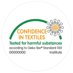 OEKO-TEX Standard 100 certification logo indicating textiles tested for harmful substances.